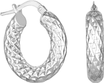 SIMPLY SILVER 925 Sterling Silver Chunky Diamond Cut Hoop Earrings - Reliked