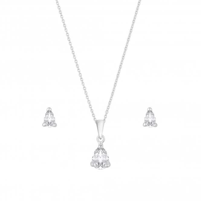 SIMPLY SILVER 925 Sterling Silver Cubic Zirconia Pear Drop Jewellery Set - Reliked