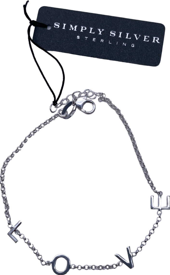 SIMPLY SILVER 925 Sterling Silver Love Initial Bracelet One Size - Reliked