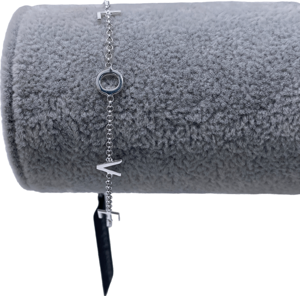 SIMPLY SILVER 925 Sterling Silver Love Initial Bracelet One Size - Reliked