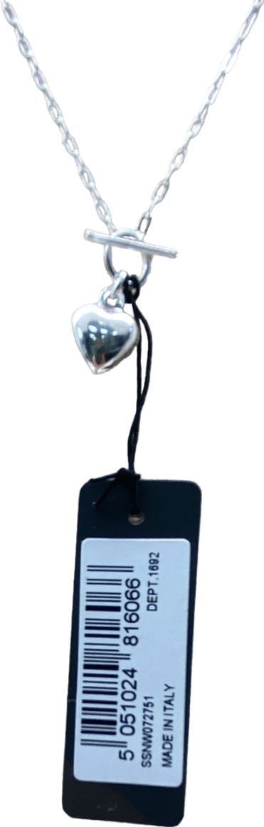 SIMPLY SILVER 925 Sterling Silver Puff Heart T Bar Necklace One Size - Reliked