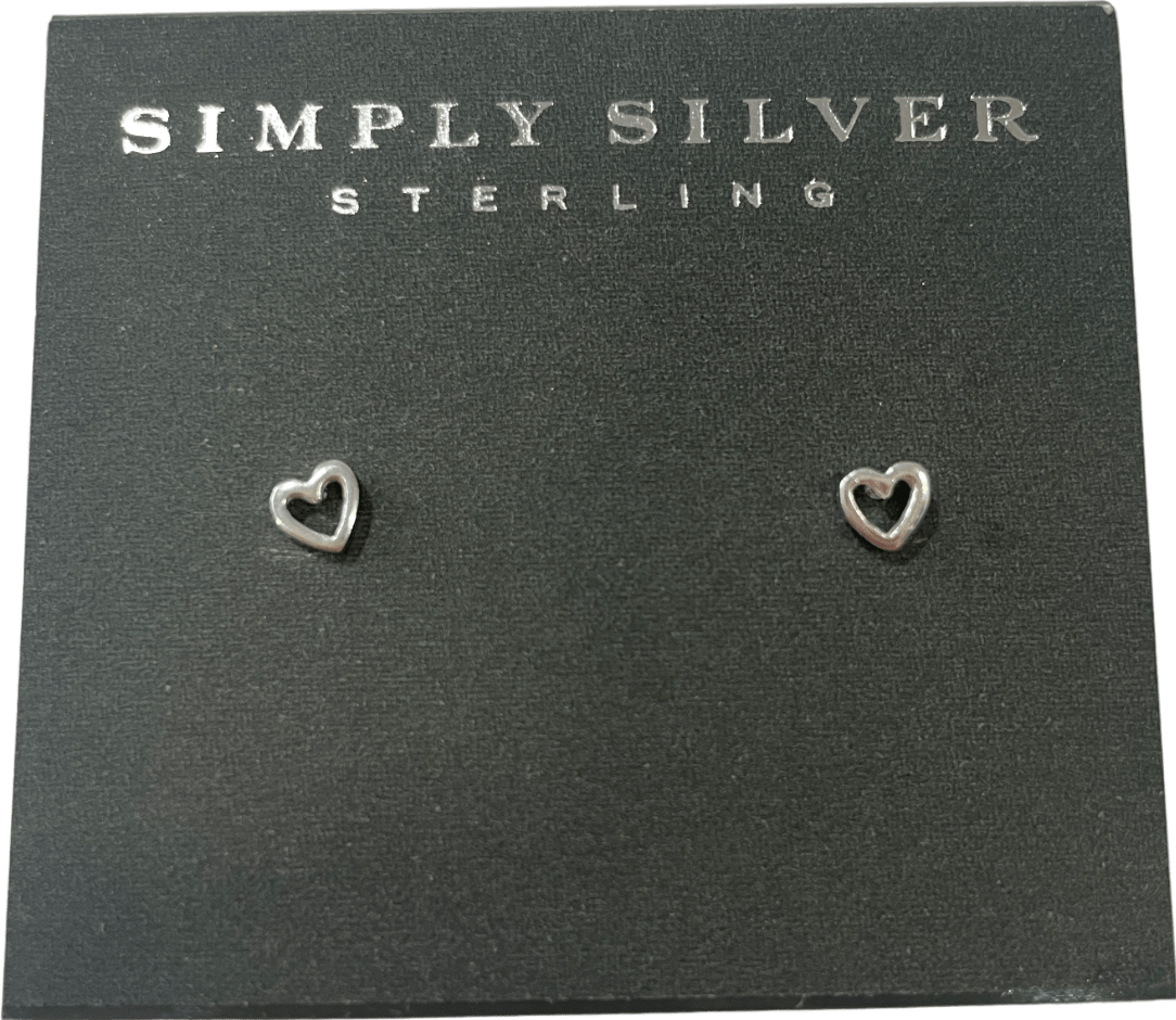 SIMPLY SILVER Solid 925 Sterling Silver Mini Heart Stud Earrings One Size - Reliked