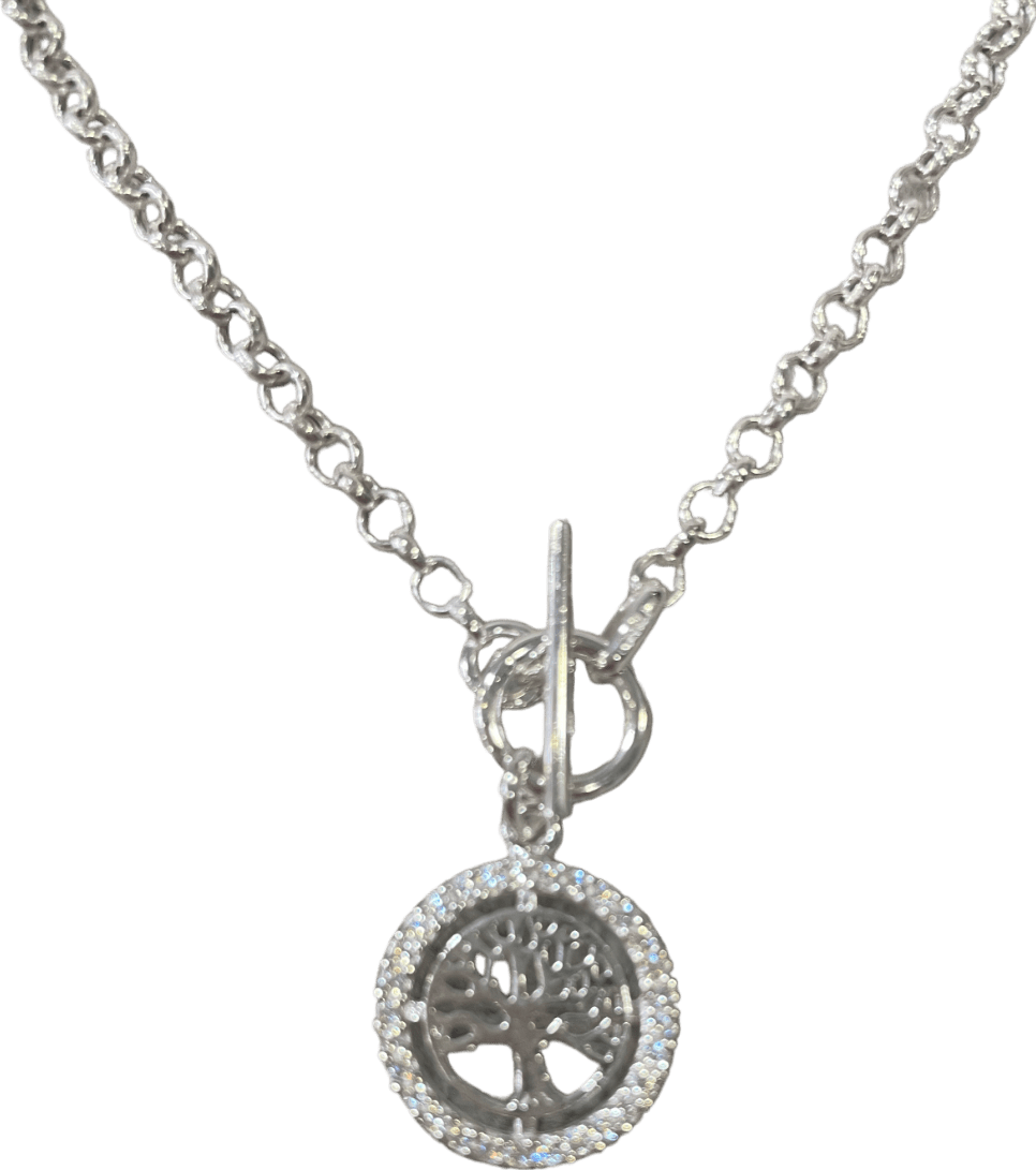 SIMPLY SILVER Solid 925 Sterling Silver Tree Of Love T - bar Necklace - Reliked