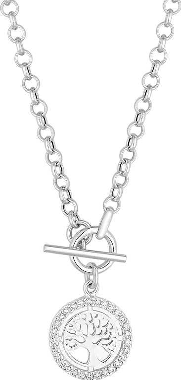 SIMPLY SILVER Solid 925 Sterling Silver Tree Of Love T - bar Necklace - Reliked