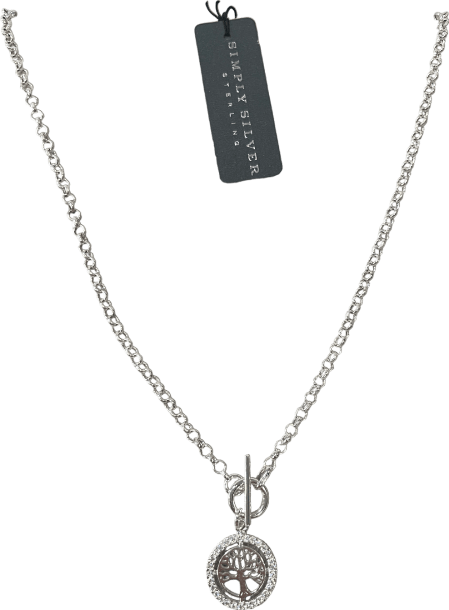 SIMPLY SILVER Solid 925 Sterling Silver Tree Of Love T - bar Necklace - Reliked