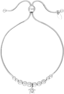 SIMPLY SILVER Solid Sterling Silver 925 Cubic Zirconia Mini Star Diamond Cut Toggle Bracelet - Reliked