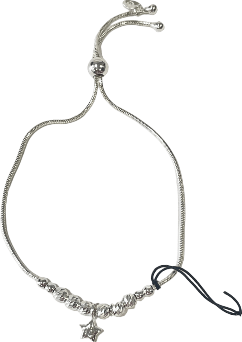 SIMPLY SILVER Solid Sterling Silver 925 Cubic Zirconia Mini Star Diamond Cut Toggle Bracelet - Reliked