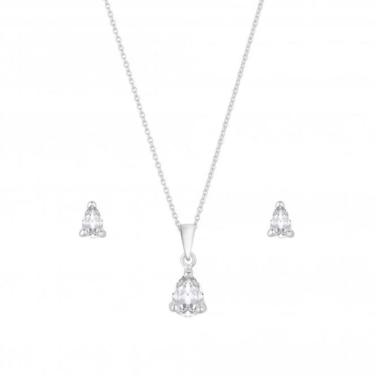 SIMPLY SILVER 925 Sterling Silver Cubic Zirconia Pear Drop Jewellery Set One Size