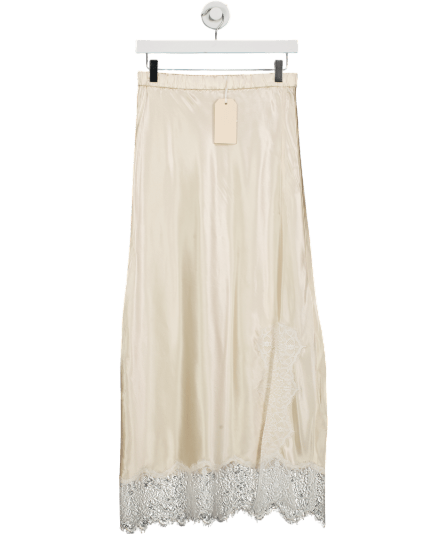 Sinead Keary Cream Orla Satin Lace Midi Skirt UK XS - Reliked