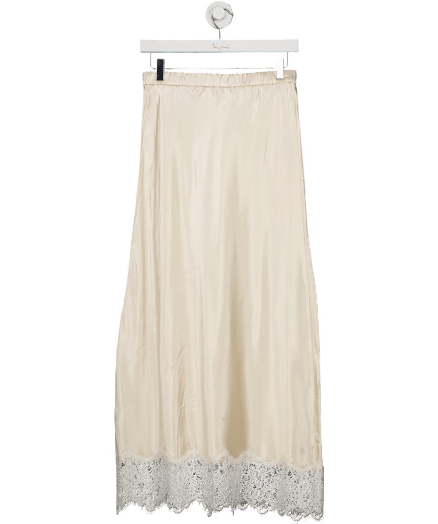 Sinead Keary Cream Orla Satin Lace Midi Skirt UK XS - Reliked