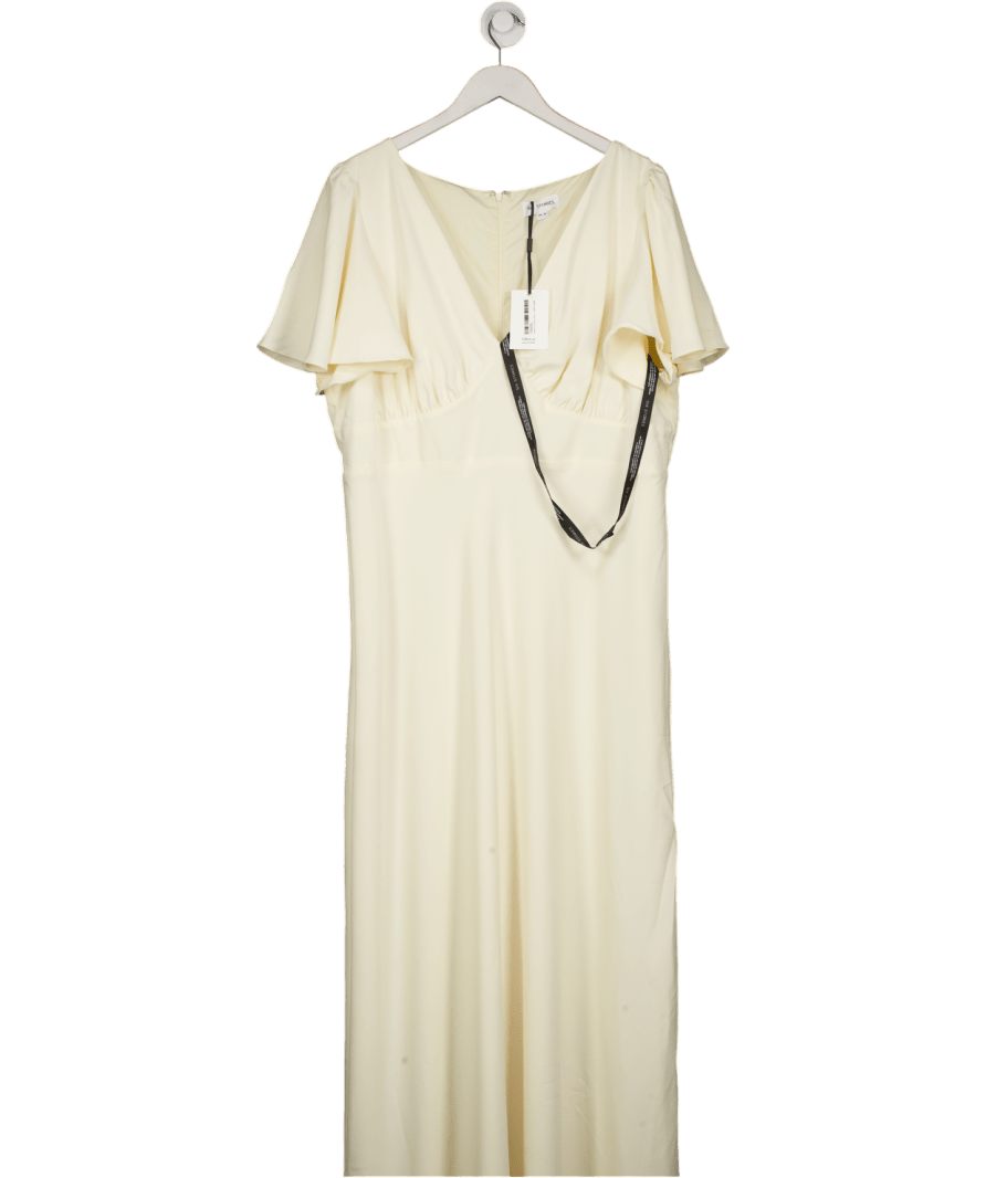 Six Stories Cream Issy Flutter Sleeve Crepe Maxi Dress UK 20 - Reliked