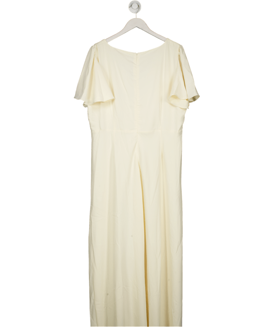 Six Stories Cream Issy Flutter Sleeve Crepe Maxi Dress UK 20 - Reliked
