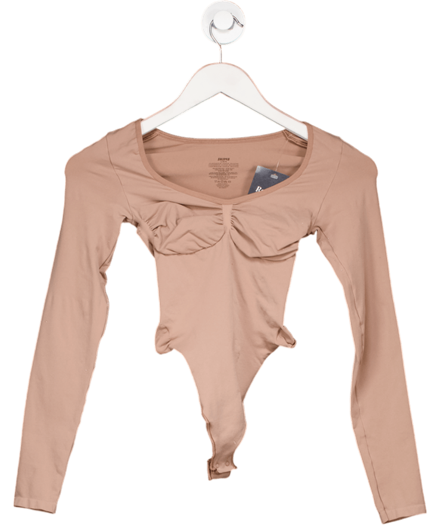 SKIMS Beige Sienna - Seamless Sculpt Long Sleeve Bodysuit UK L - Reliked