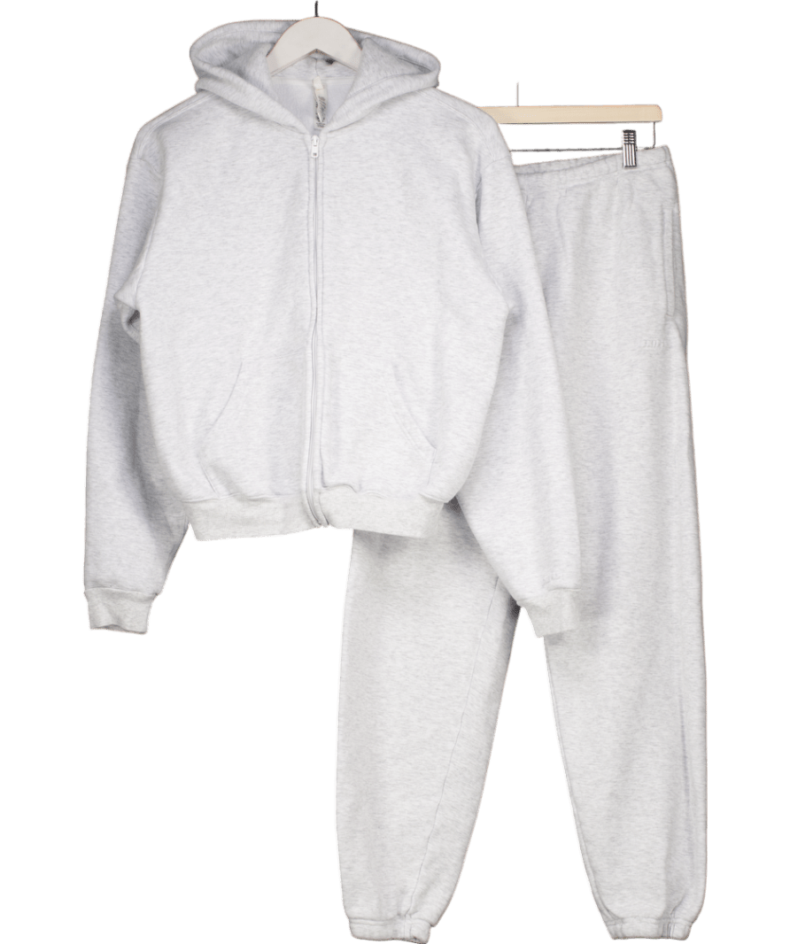 SKIMS Grey 2 - piece Cotton Fleece Classic Joggers And Zipped Hoodie Set UK S - Reliked