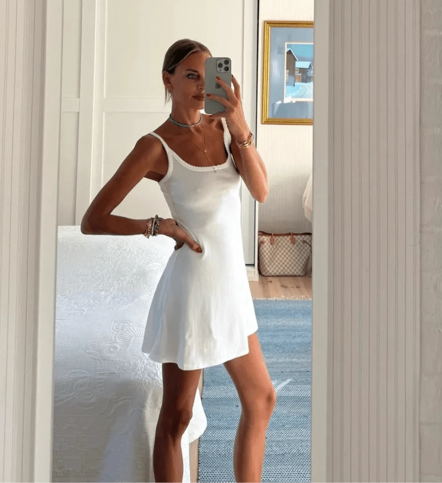 SKIMS White Drop Needle Pointelle Cami Mini Dress UK XS - Reliked