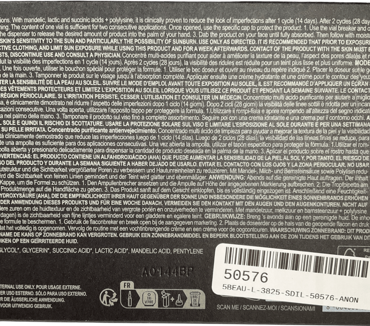 skin regimen Lx Multi Acid Ampoule, Anti - aging Clearing Concentrate, 7 X 2ml 7x2ml - Reliked