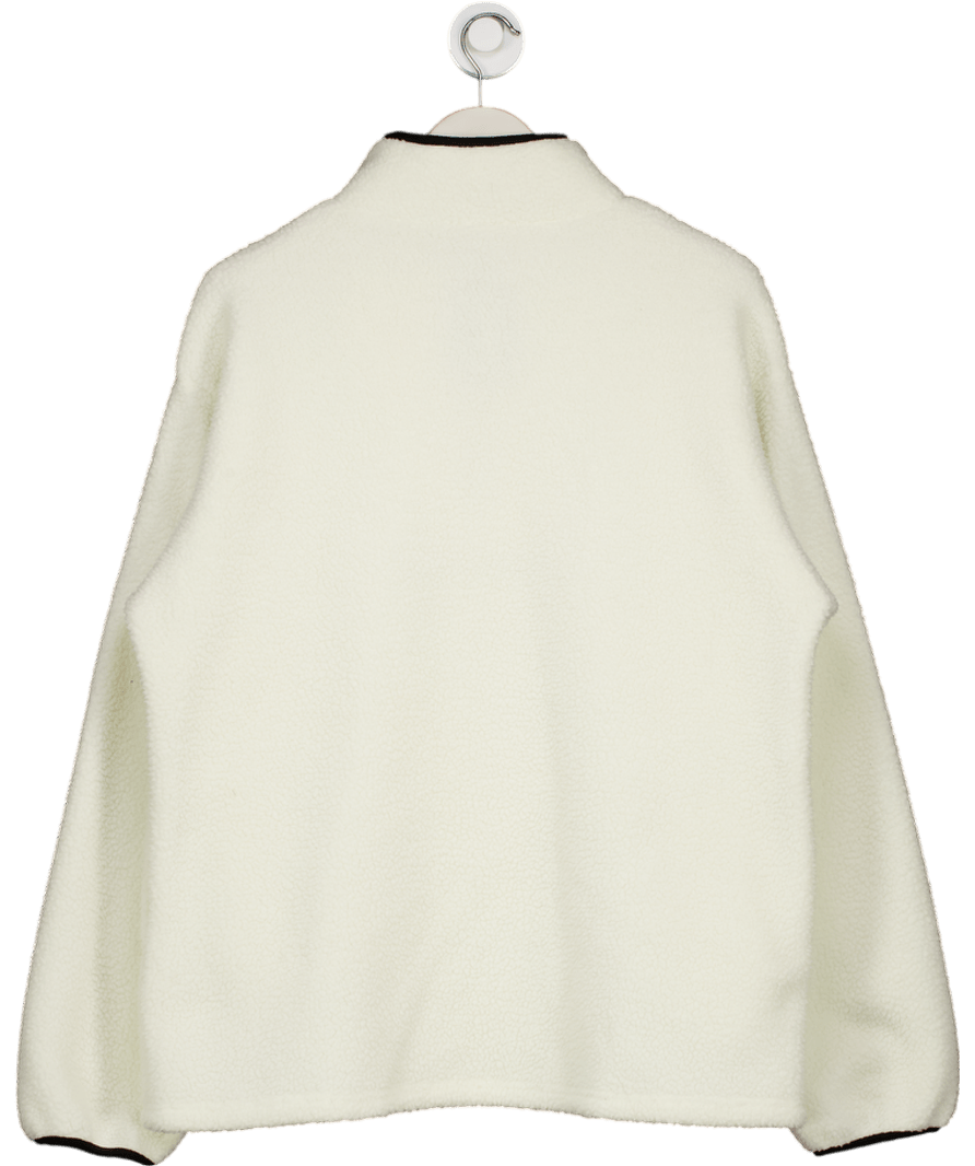 SLA the label Cream Quarter Zip Embroidered Logo Teddy Fleece UK S - Reliked