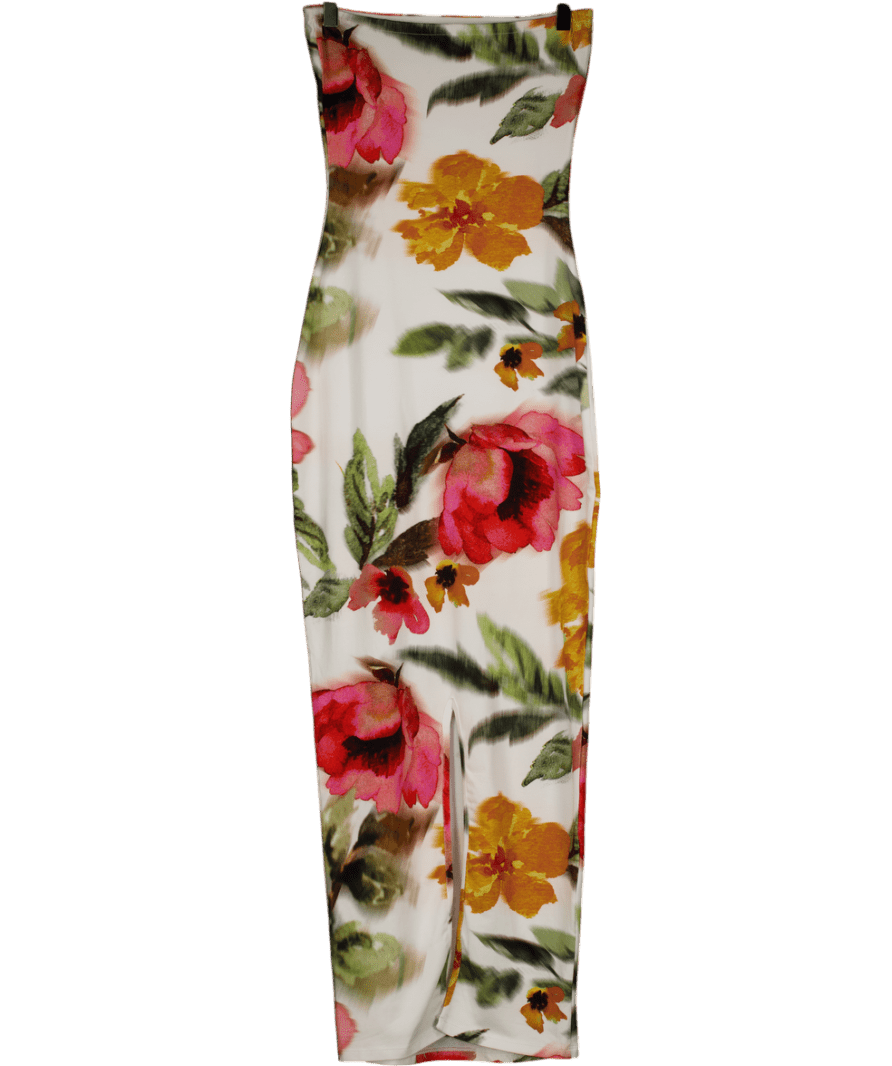SLA the label White Bandeau Maxi Dress Florence Print UK S - Reliked