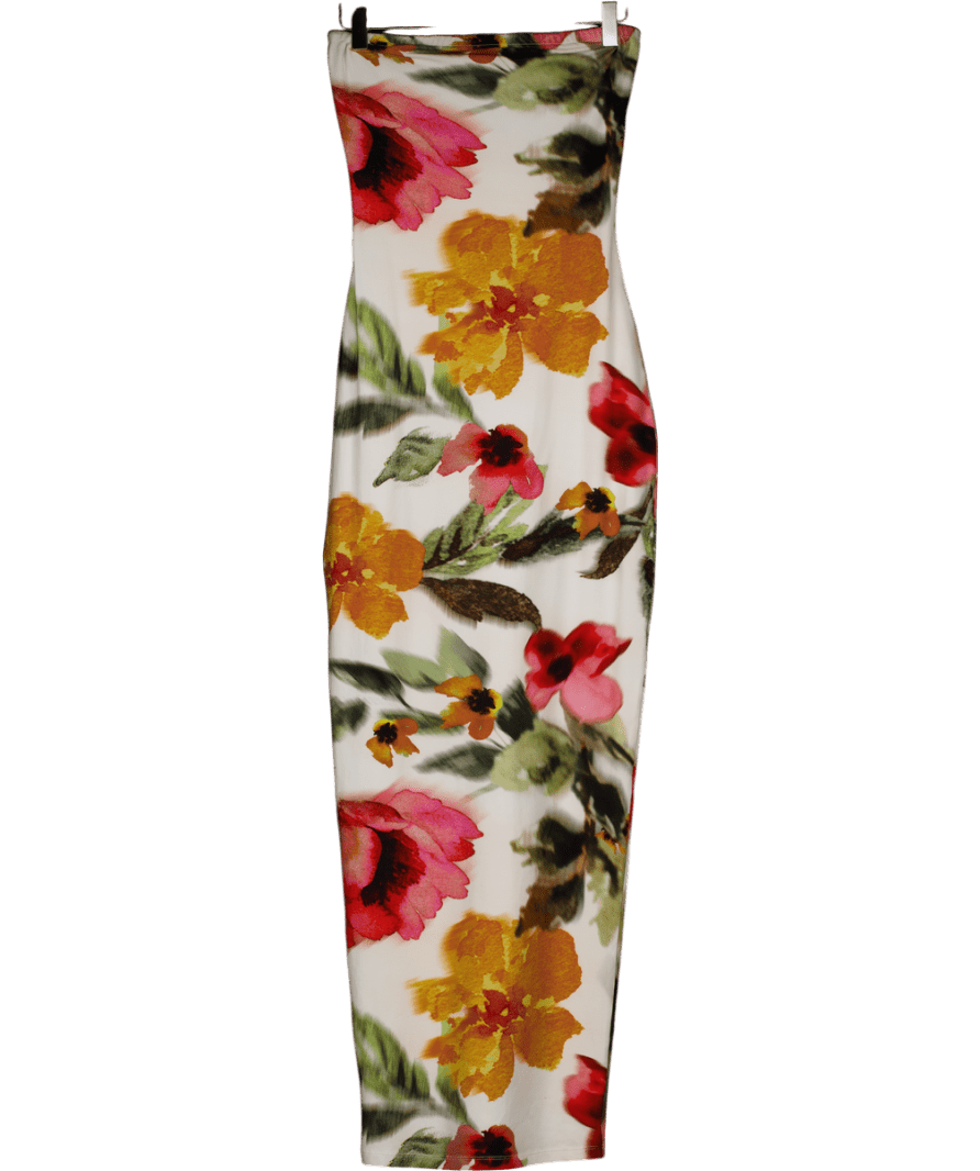 SLA the label White Bandeau Maxi Dress Florence Print UK S - Reliked