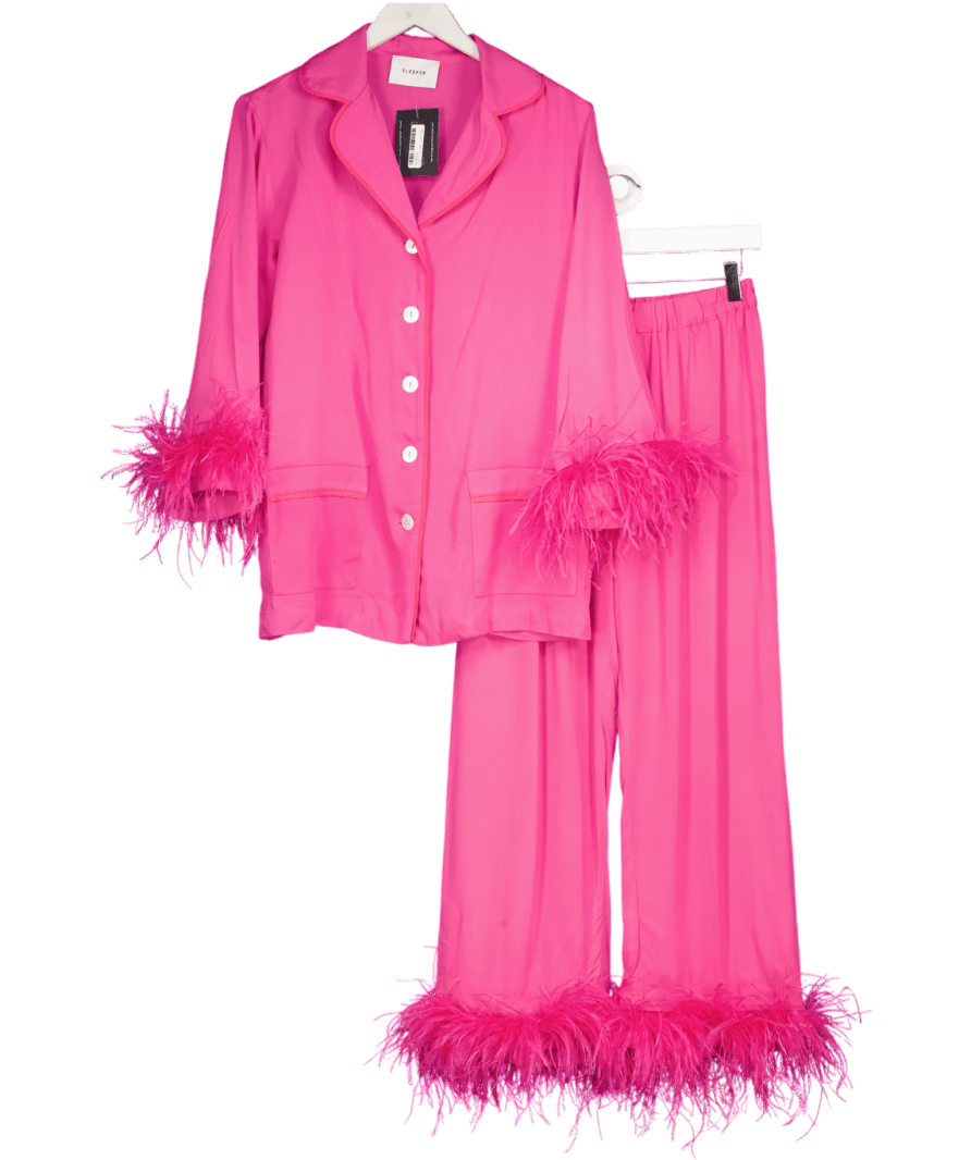 Sleeper Hot Pink Party Two Piece Pyjama Set UK S - Reliked