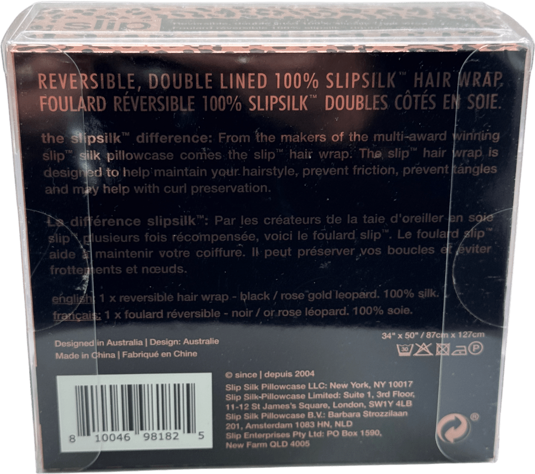 Slip Black / Leopard Reversible 100% Silk Hair Wrap - Reliked