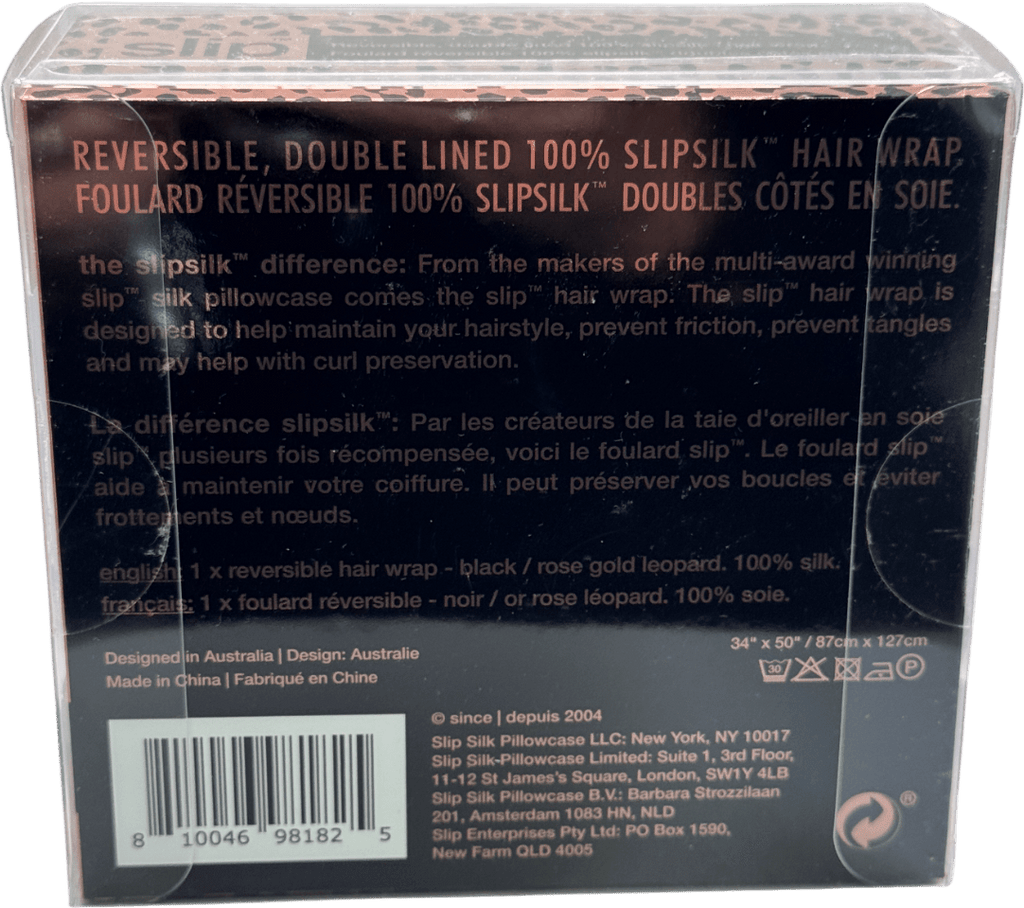 Slip Black / Leopard Reversible 100% Silk Hair Wrap - Reliked