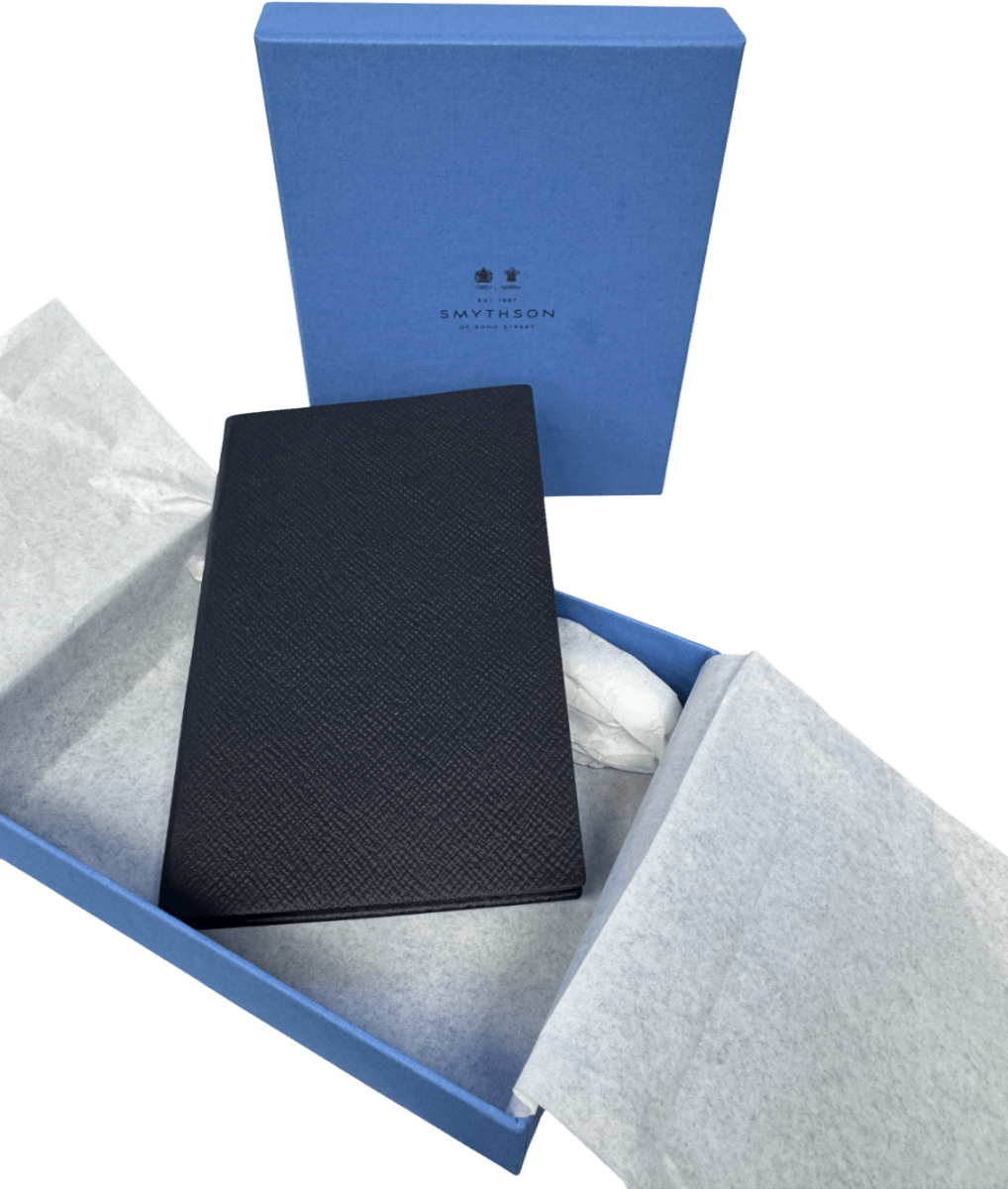 Smythson of Bond Street Navy Blue Luxury Leather Notebook In Gift Box - Reliked
