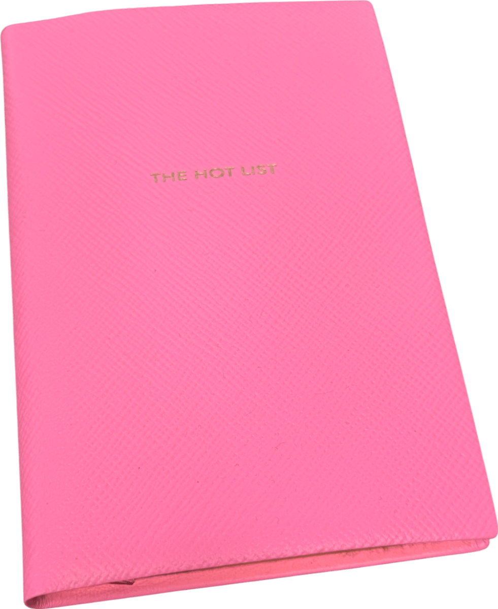 Smythson X Hunza G Bubblegum Pink Leather "the Hot List" Chelsea Notebook In Gift Box - Reliked