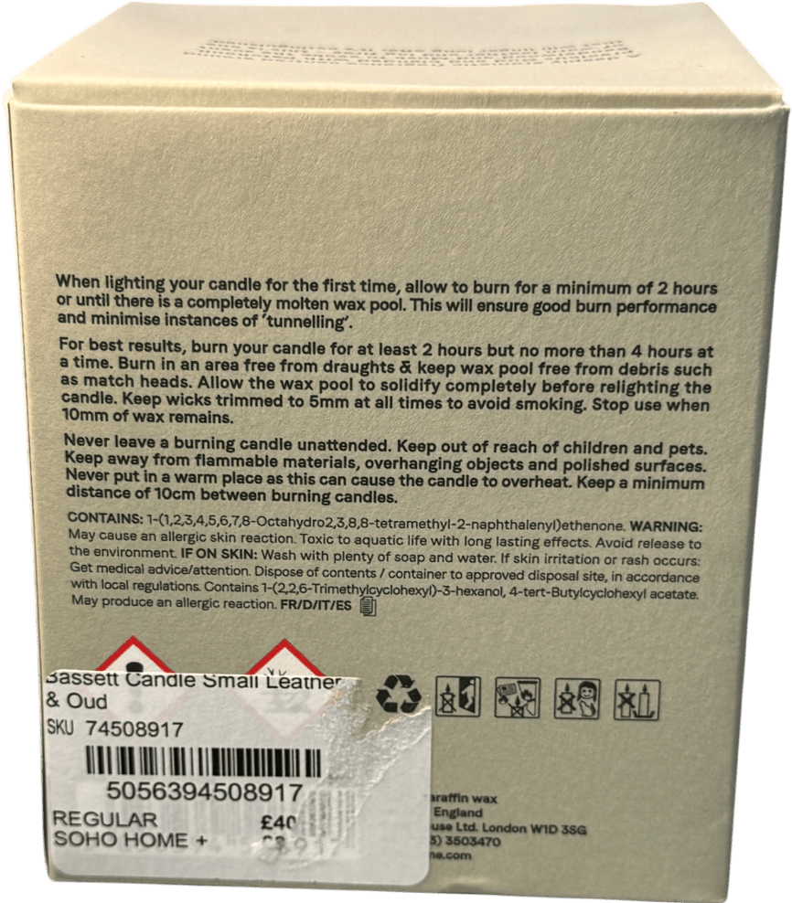 Soho House Leather & Oud Candle 200g - Reliked