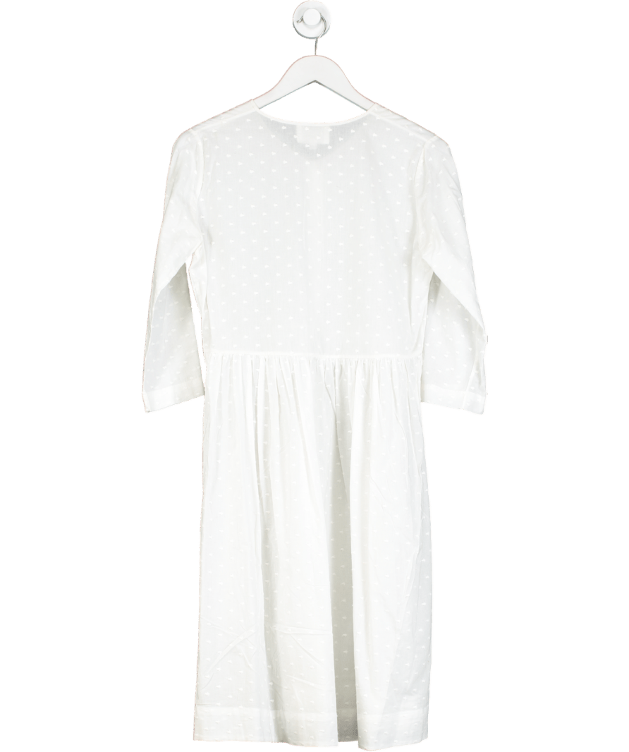 Soler London White Cotton Embroidered Spot Midi Dress One Size - Reliked