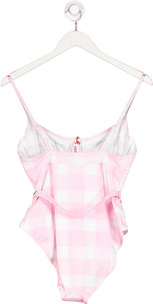 Solid & Striped Pink & White Check The Spencer Belted Onepiece Swimsuit UK M - Reliked