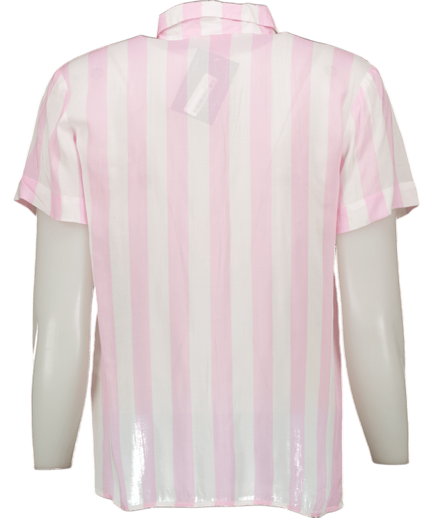 Solid & Striped Pink / White Striped Short Sleeve Shirt UK S - Reliked