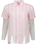 Solid & Striped Pink / White Striped Short Sleeve Shirt UK S - Reliked