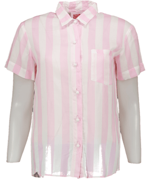 Solid & Striped Pink / White Striped Short Sleeve Shirt UK S