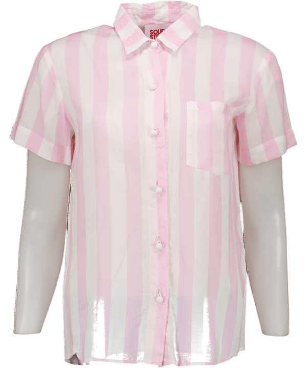 Solid & Striped Pink / White Striped Short Sleeve Shirt UK S