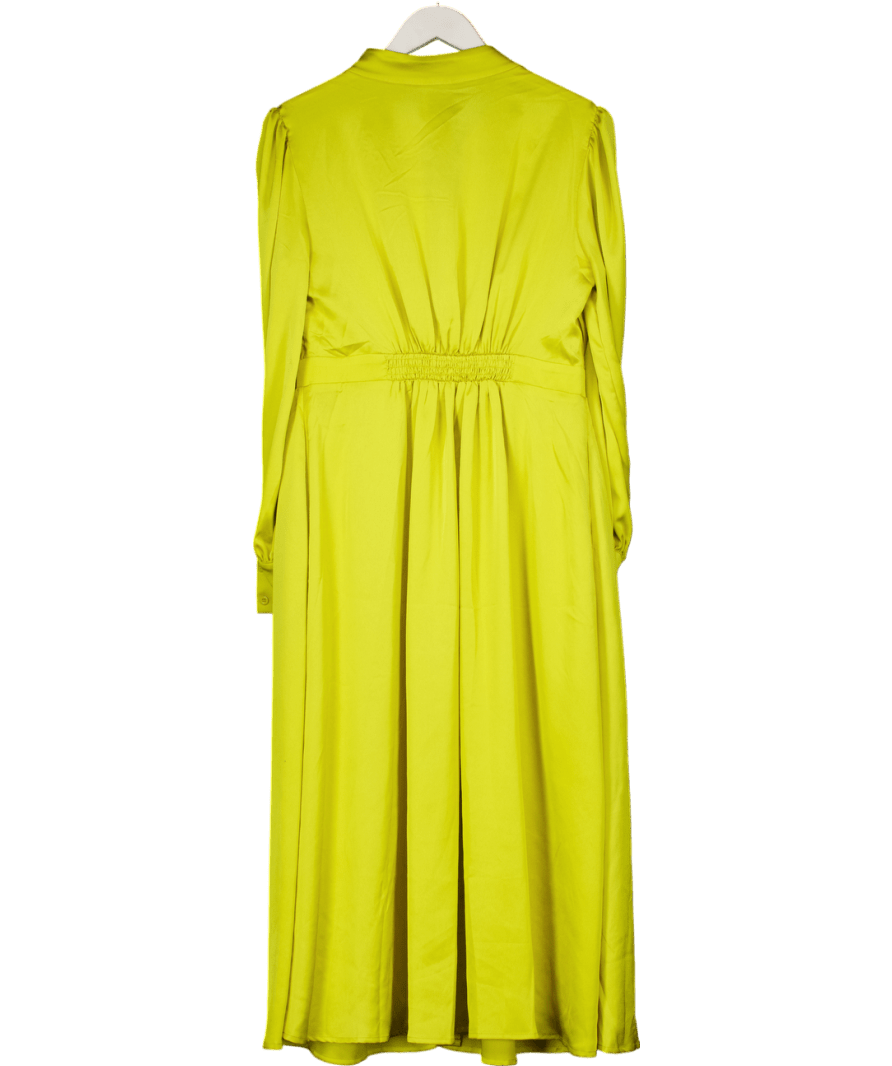 Somerset by Alice Temperley Green Button Front Satin Midi Dress UK 12 - Reliked