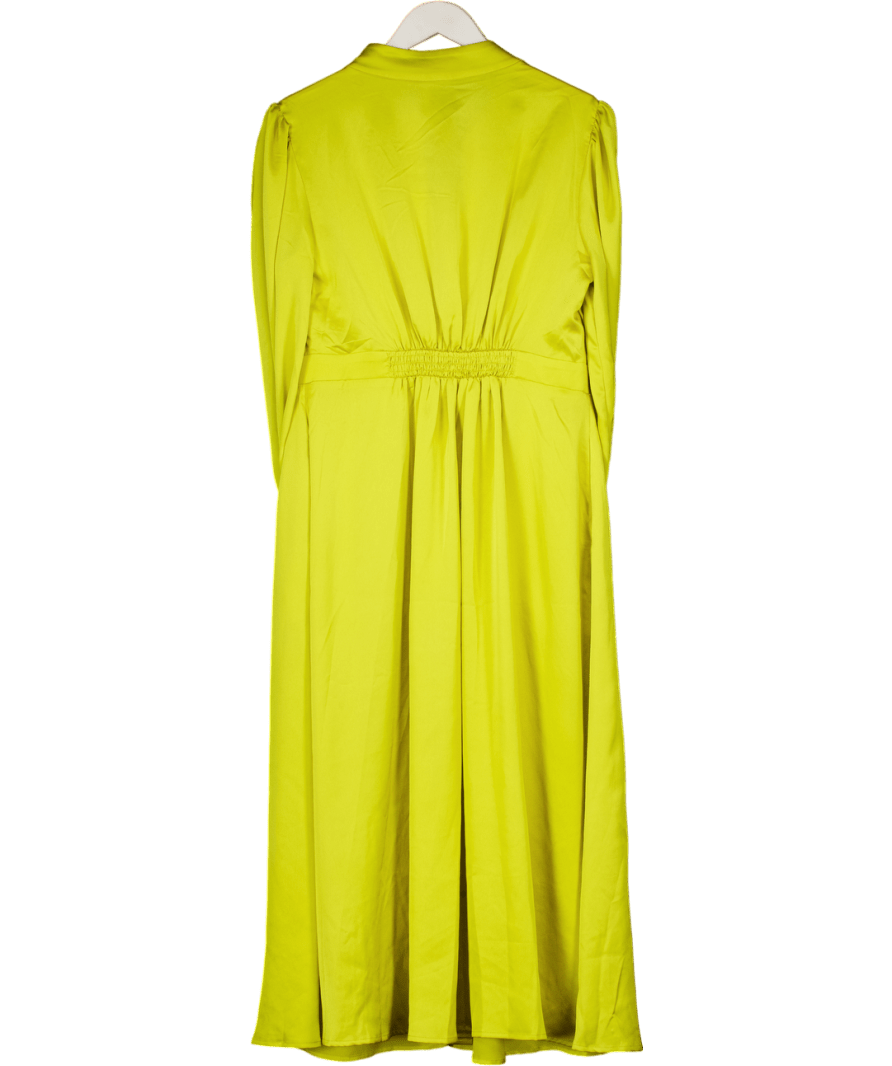 Somerset by Alice Temperley Green Satin Button Front Shirt Dress UK 14 - Reliked