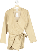 Song of Style Beige Wrap Mini Dress UK S - Reliked