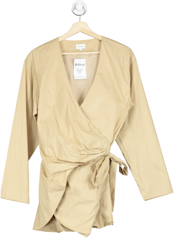 Song of Style Beige Wrap Mini Dress UK S - Reliked