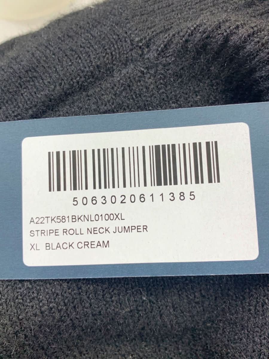 Sosandar Black Cream Stripe Roll Neck Jumper UK XL - Reliked