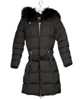 SOSANDAR Black Faux Fur Trim Luxe Longline Padded Coat UK 6 - Reliked