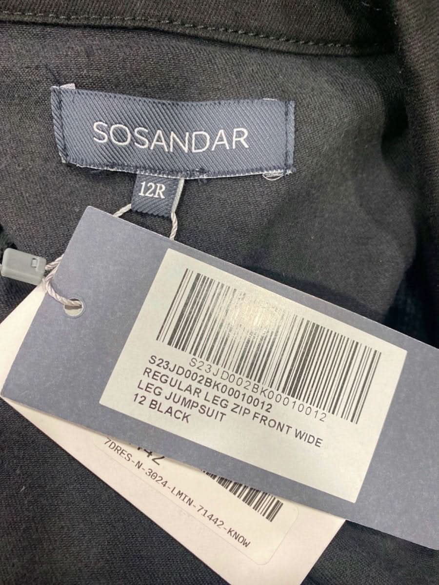 Sosandar Black Regular Leg Zip Front Wide Leg Jumpsuit UK 12 - Reliked