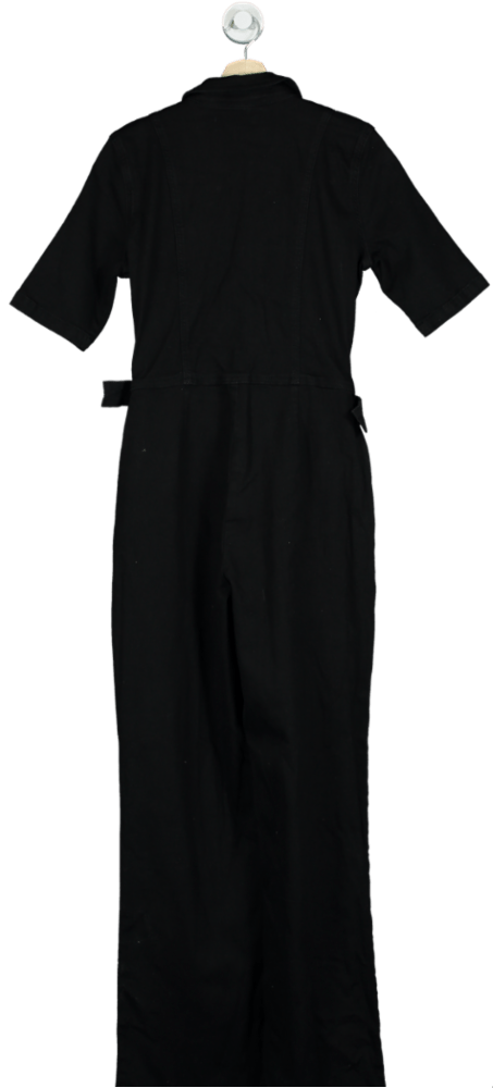 Sosandar Black Regular Leg Zip Front Wide Leg Jumpsuit UK 12 - Reliked