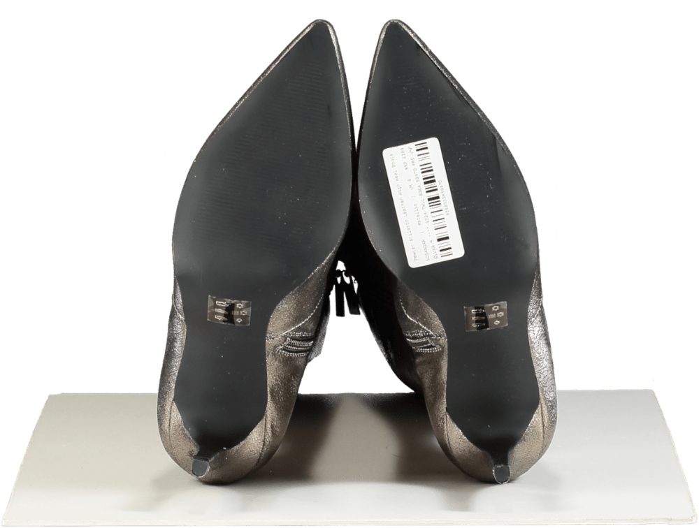 SOSANDAR Metallic Pewter Stiletto Leather High Heel Boots UK 8 - Reliked