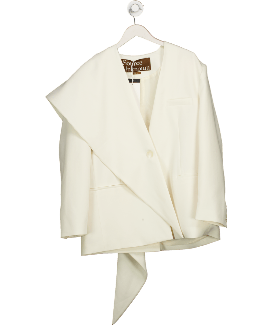 Source Unknown Cream Detachable Scarf Detail Blazer One Size - Reliked