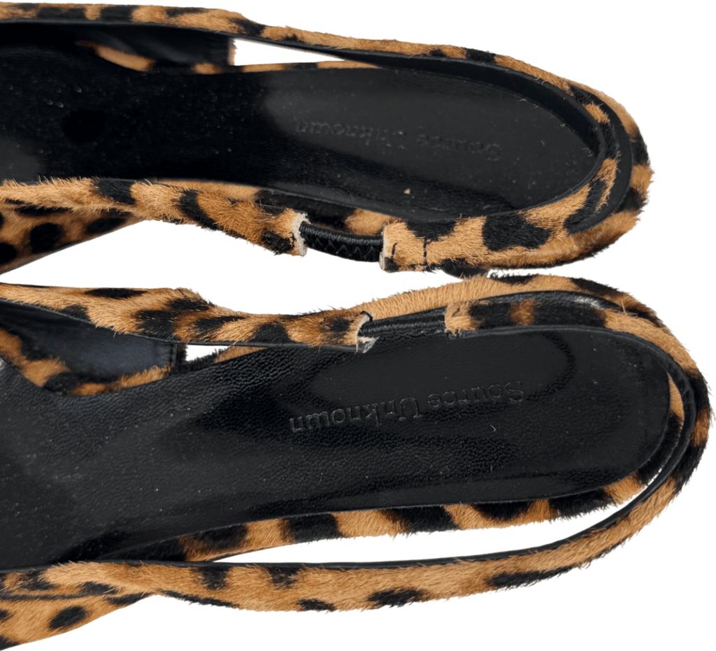Source Unknown Nalita Cow - hair Slingback Pumps, Leo Brown UK 5 EU 38 👠 - Reliked