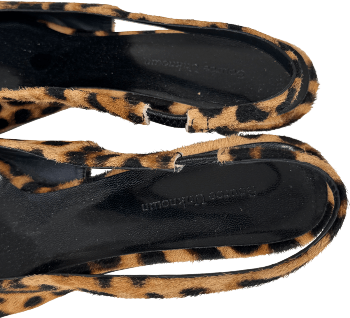 Source Unknown Nalita Cow - hair Slingback Pumps, Leo Brown UK 5 EU 38 👠 - Reliked