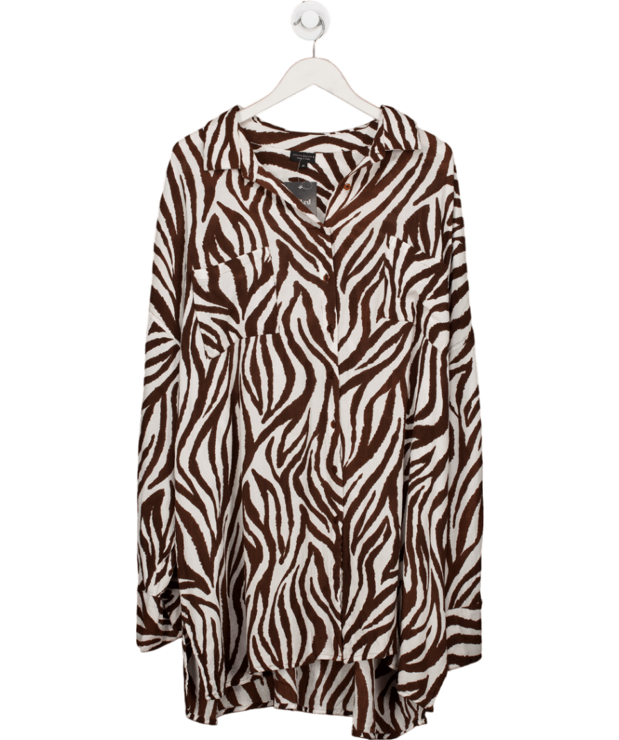 South Beach Brown Zebra - print Beach Shirt UK 24 - Reliked