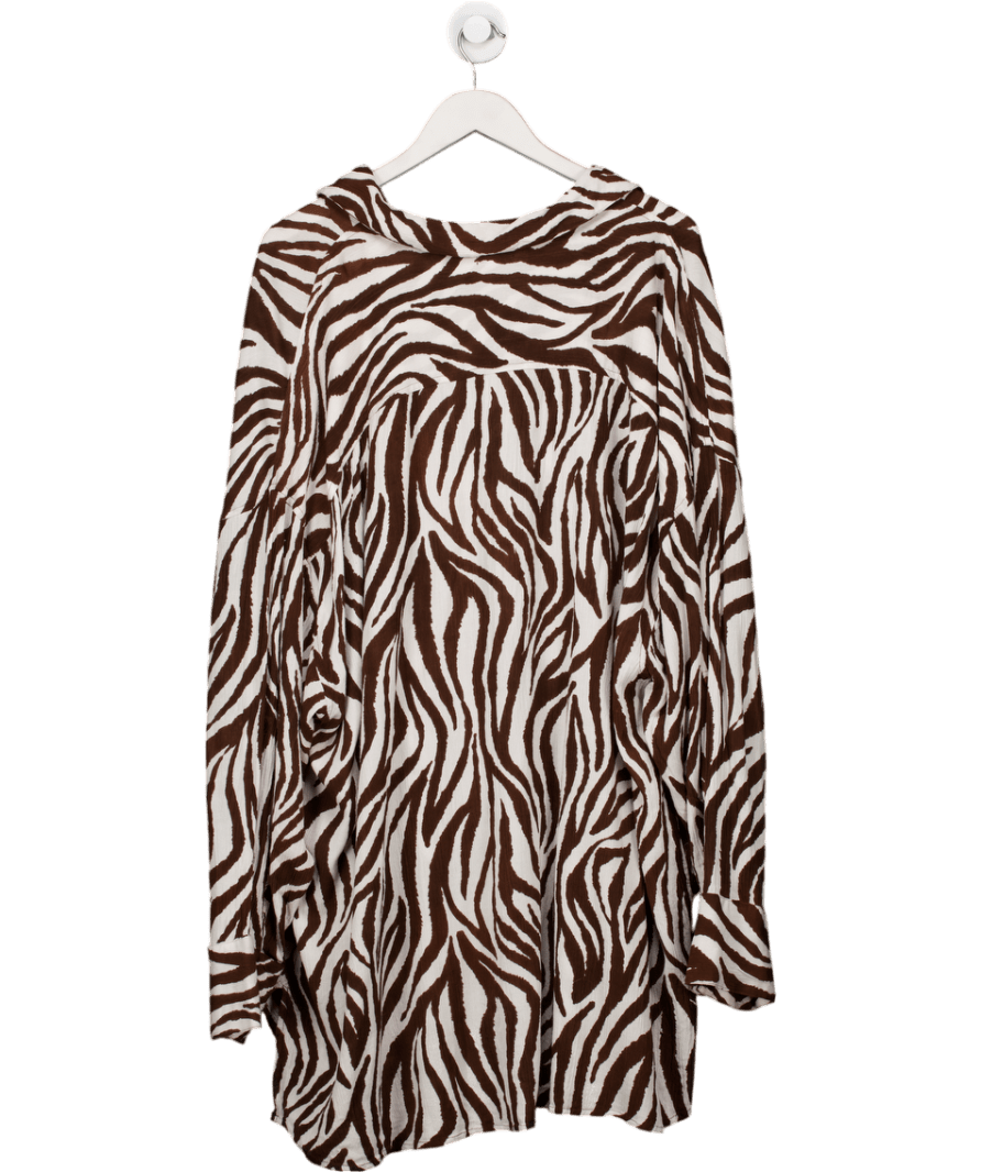 South Beach Brown Zebra - print Beach Shirt UK 24 - Reliked
