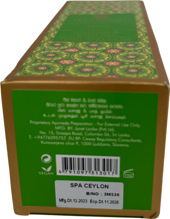 Spa Ceylon Peace - Massage & Bath Oil 100ml - Reliked
